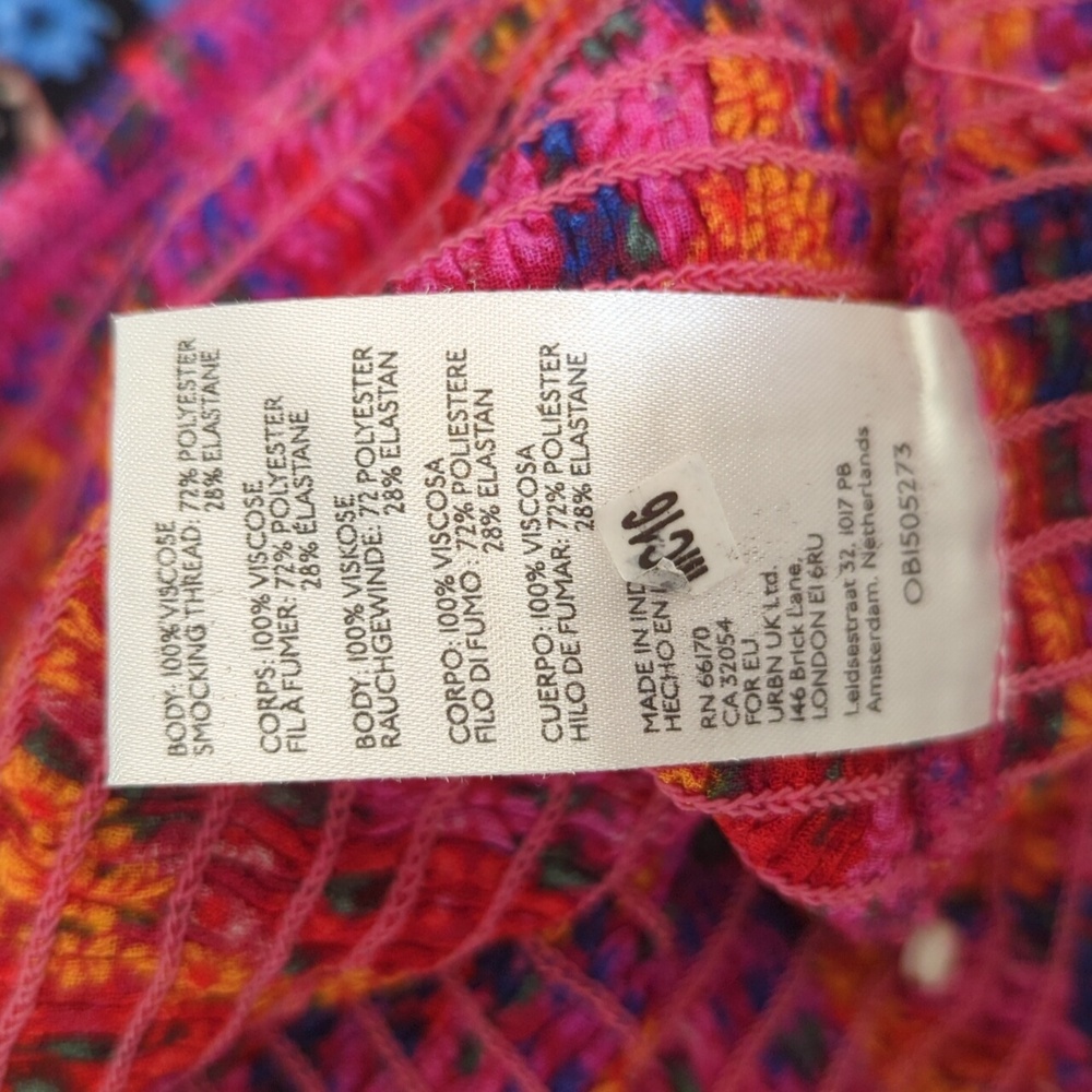 Free People Back on Top Smocked Hot Pink Combo Crop Top Size Medium - Picture 10 of 10